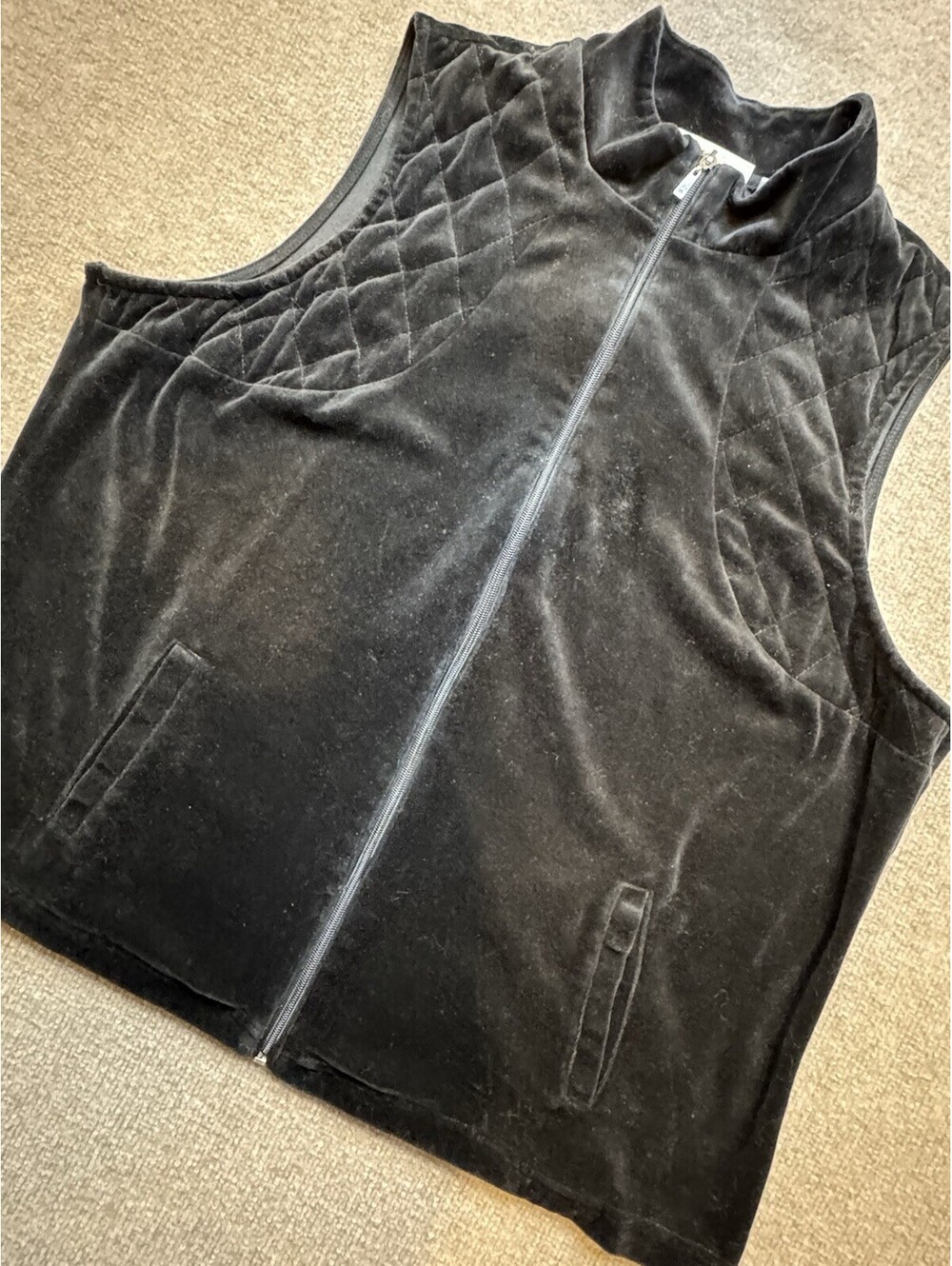 Breckenridge Women's 2X Zip Up Vest Black Velour (1098)
